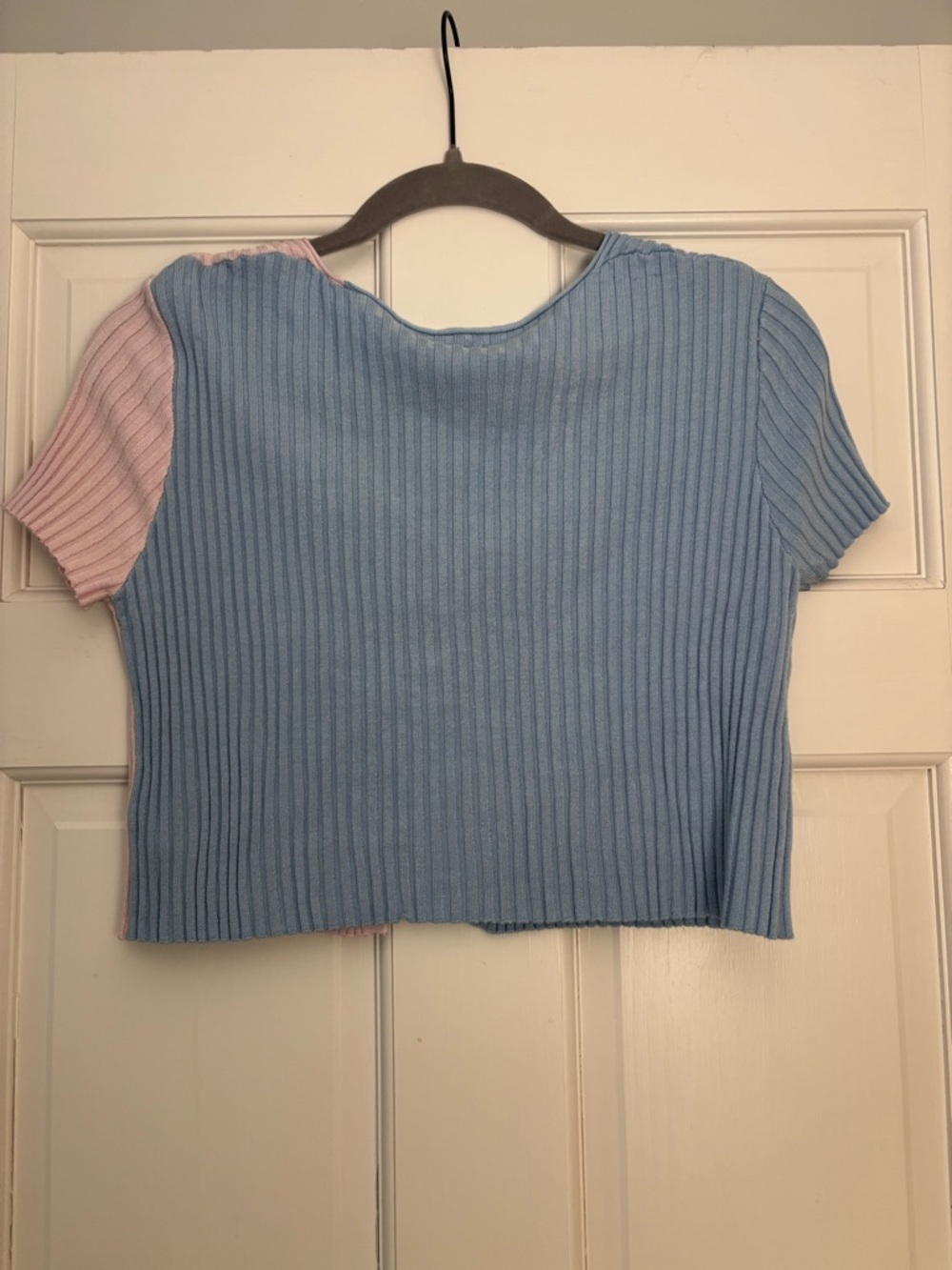 Double Zero Baby Blue & Blush Pink Ribbed Button Cardigan - Picture 2 of 2